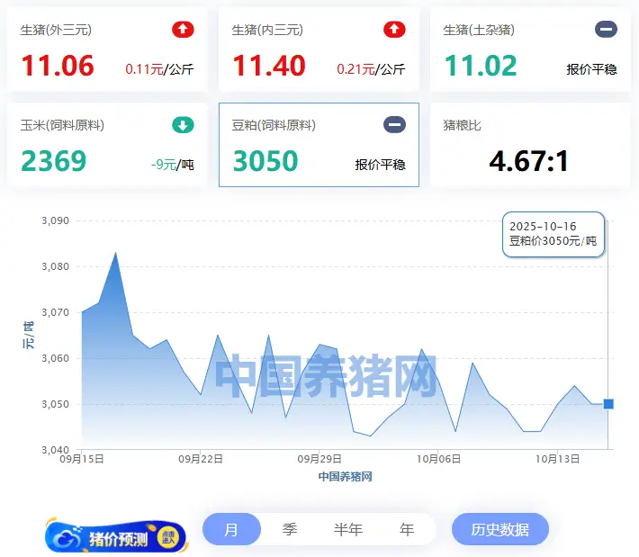 2025年福建养猪行情_玄田算法预测明日猪价_全国外三元生猪价格走势图及涨跌表