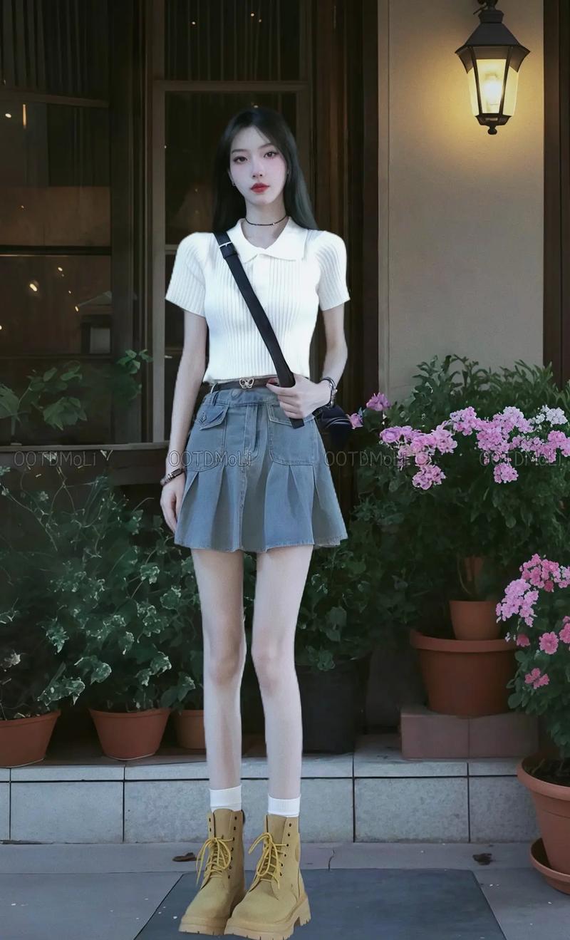 酷飒街头风穿搭_短上衣配牛仔裙_截短款上衣街拍趋势