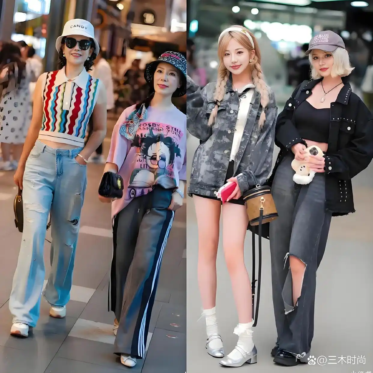 短袖搭配阔腿裤_上海时尚女孩穿搭_截短款上衣街拍趋势