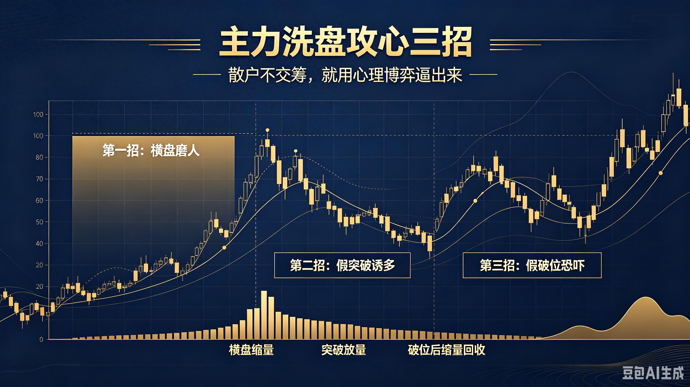 跳空低开破位洗盘，主力攻心三招让散户绝望割肉